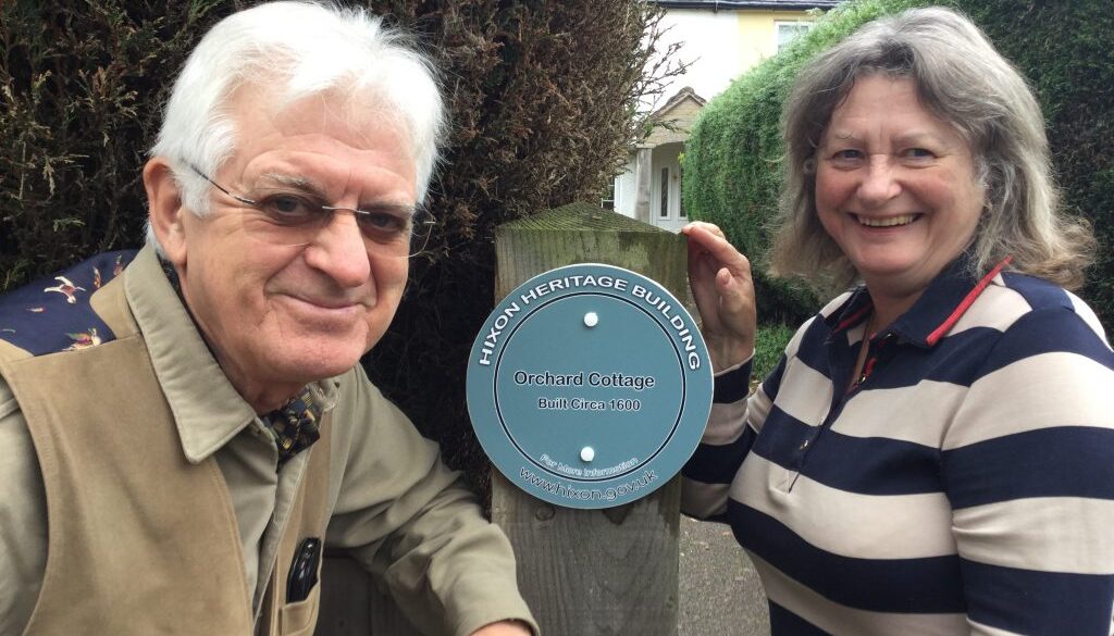 David & Jenny of Orchard Cottage are pleased to be the first recipients of a Hixon Heritage Building plaque.